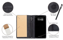 Load image into Gallery viewer, Notepad Phone Case for iPhone - Folding Wallet Phone Case with Mini Pen and Note Pad (Black)